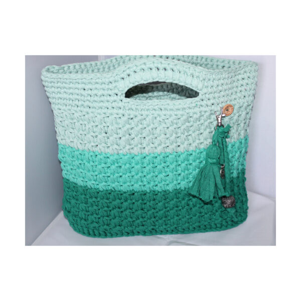 exquisite Crochet Bag - Tasche gehäkelt - Shopper, kurzer Griff - Grüntöne – Bild 2