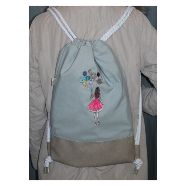 Rucksack - Turnbeutel - Wanderbeutel - bestickt - Luftballons