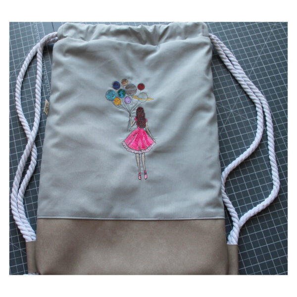 Rucksack - Turnbeutel - Wanderbeutel - bestickt - Luftballons – Bild 3