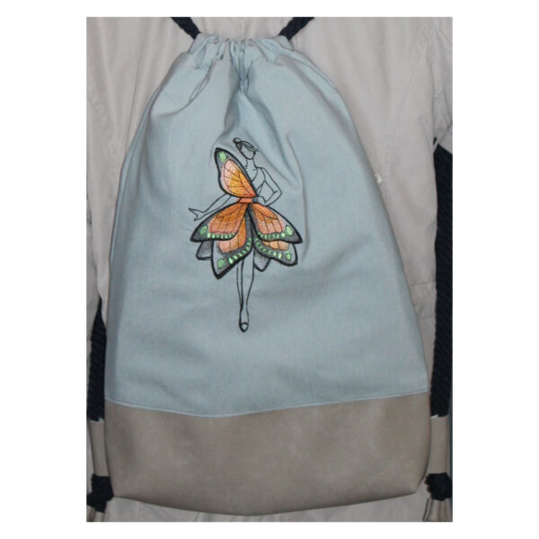 beliebter Rucksack - Turnbeutel - Wanderbeutel - bestickt - Schmetterlingsflügel – Bild 2
