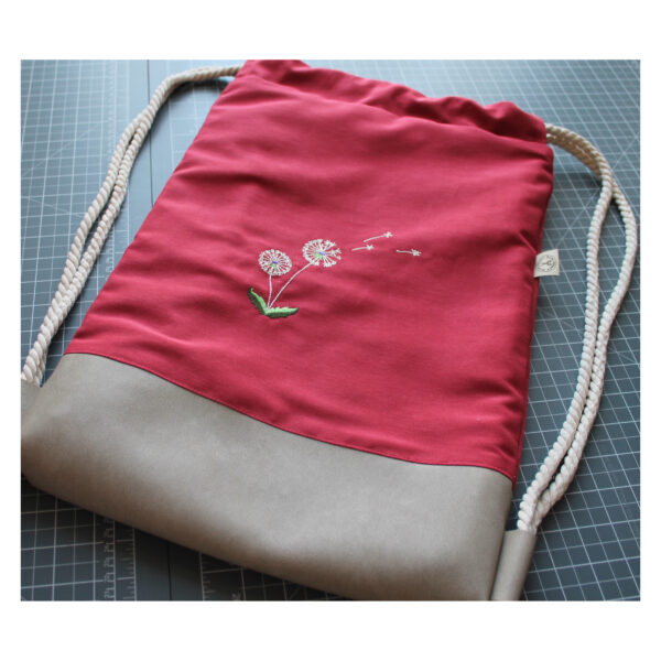 Rucksack - Turnbeutel - Wanderbeutel - bestickt - Pusteblume – Bild 4