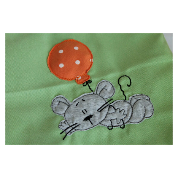 1 einzigartiger Kinderrucksack - Turnbeutel - Wanderbeutel - Dekostoff - hellgrün - Maus – Bild 4