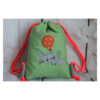 1 einzigartiger Kinderrucksack - Turnbeutel - Wanderbeutel - Dekostoff - hellgrün - Maus