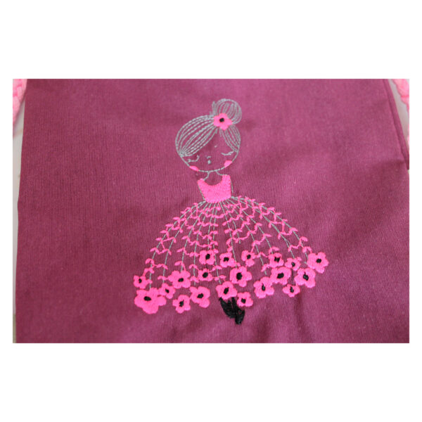1 einzigartiger Kinderrucksack - Turnbeutel - Wanderbeutel - Dekostoff - bordeaux - Tänzerin – Bild 4