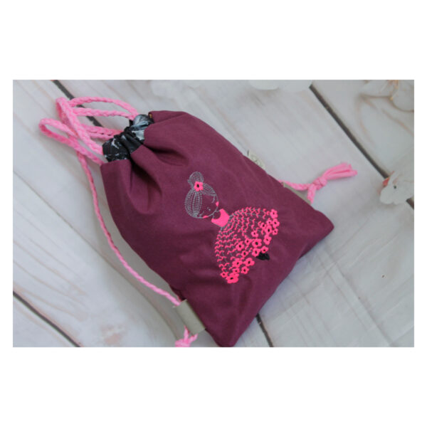 1 einzigartiger Kinderrucksack - Turnbeutel - Wanderbeutel - Dekostoff - bordeaux - Tänzerin – Bild 3