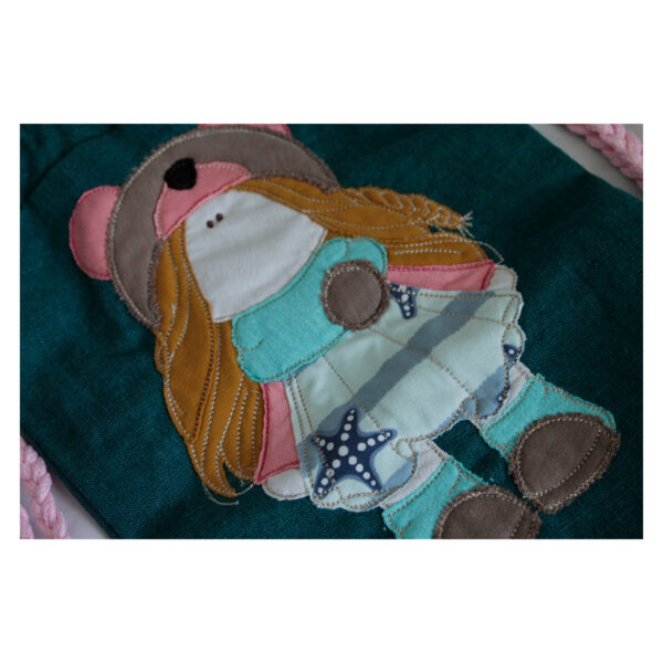 1 einzigartiger Kinderrucksack - Turnbeutel - Wanderbeutel - Leinen - Petrol - Mädchen – Bild 5