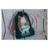 1 einzigartiger Kinderrucksack - Turnbeutel - Wanderbeutel - Leinen - Petrol - Mädchen