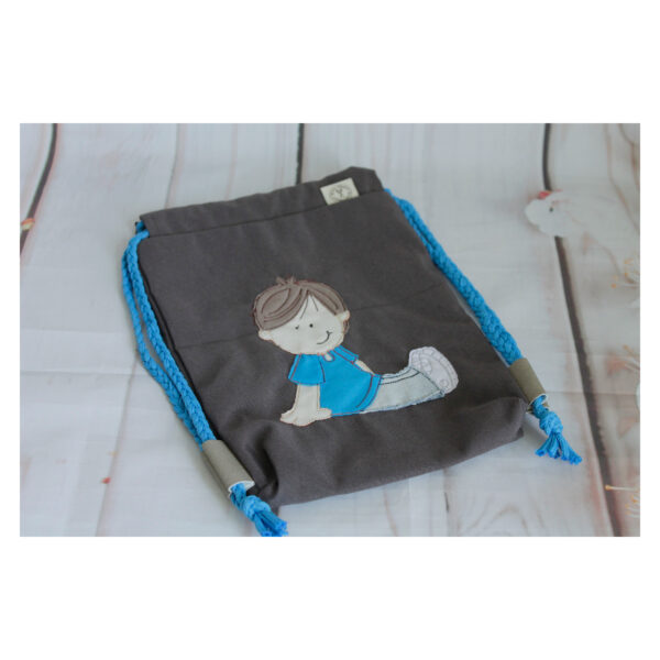 1 einzigartiger Kinderrucksack - Turnbeutel - Wanderbeutel - Dekostoff - Anthrazit - Junge – Bild 5