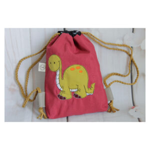 1 einzigartiger Kinderrucksack - Turnbeutel - Wanderbeutel - Dekostoff - Rot - Dino