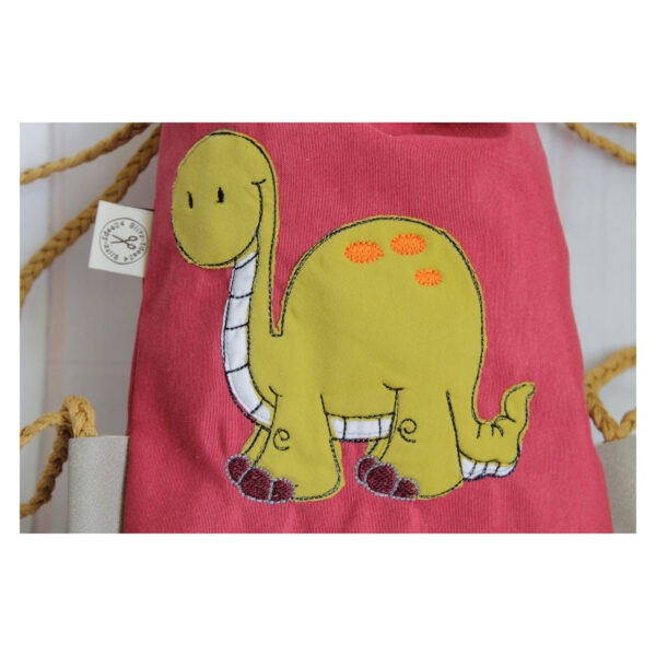 1 einzigartiger Kinderrucksack - Turnbeutel - Wanderbeutel - Dekostoff - Rot - Dino – Bild 4