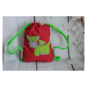 1 einzigartiger Kinderrucksack - Turnbeutel - Wanderbeutel - Dekostoff - Rot - Dino