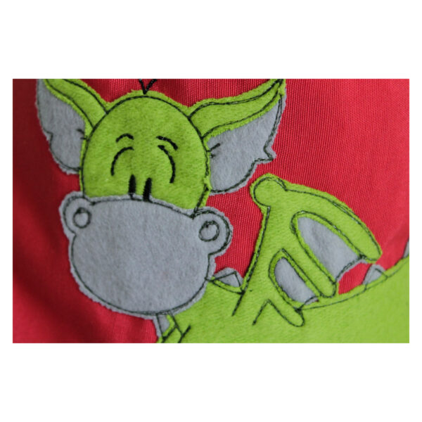 1 einzigartiger Kinderrucksack - Turnbeutel - Wanderbeutel - Dekostoff - Rot - Dino – Bild 3