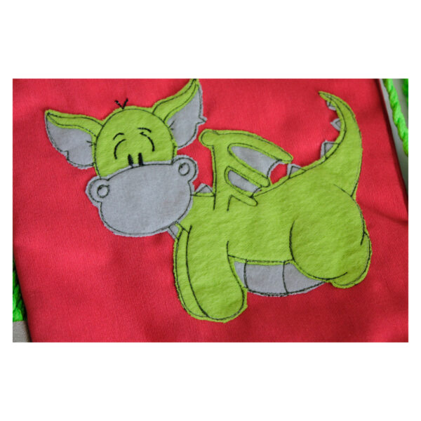 1 einzigartiger Kinderrucksack - Turnbeutel - Wanderbeutel - Dekostoff - Rot - Dino – Bild 6