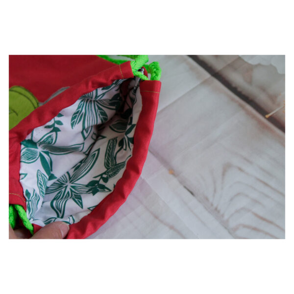 1 einzigartiger Kinderrucksack - Turnbeutel - Wanderbeutel - Dekostoff - Rot - Dino – Bild 7
