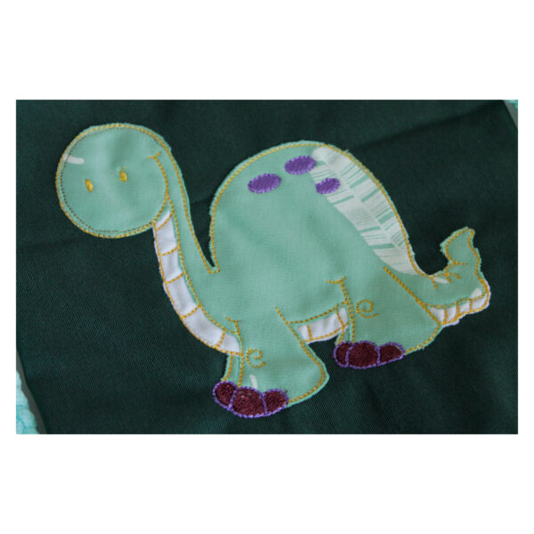 1 einzigartiger Kinderrucksack - Turnbeutel - Wanderbeutel - Dekostoff - Dunkelgrün - Dino – Bild 3