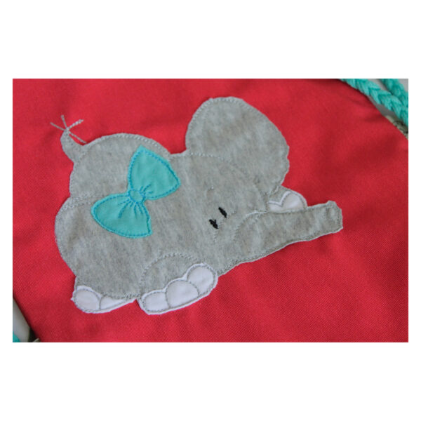1 einzigartiger Kinderrucksack - Turnbeutel - Wanderbeutel - Dekostoff - rot - Elefant – Bild 3
