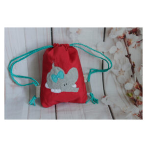 1 einzigartiger Kinderrucksack - Turnbeutel - Wanderbeutel - Dekostoff - rot - Elefant