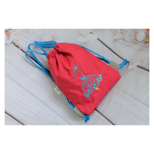 1 einzigartiger Kinderrucksack - Turnbeutel - Wanderbeutel - Dekostoff - rot - Tänzerin – Bild 4