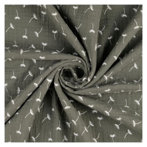 Stoff musselin Pusteblume Khaki