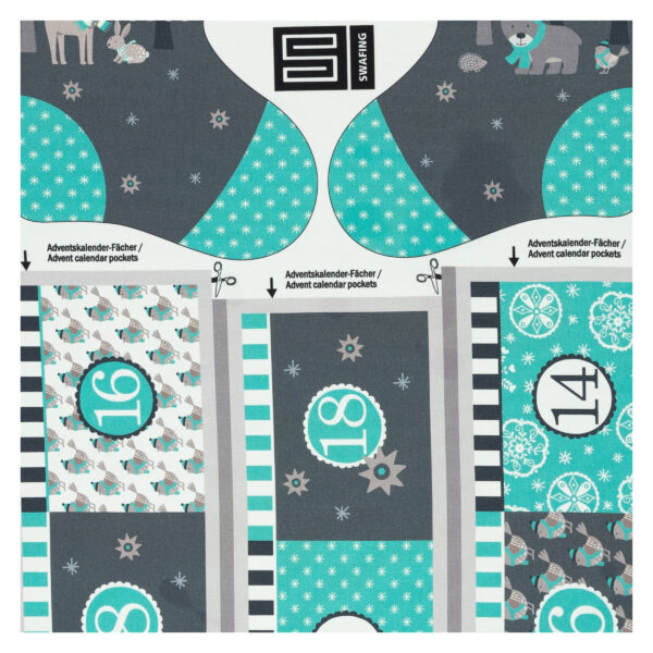 16.03EUR/ 1m - Baumwollpanel - Happy Christmas Classic by Steinbeck - Swafing - Mint , Grau – Bild 3