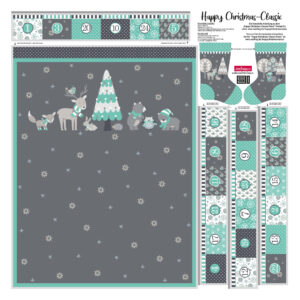 16.03EUR/ 1m - Baumwollpanel - Happy Christmas Classic by Steinbeck - Swafing - Mint , Grau
