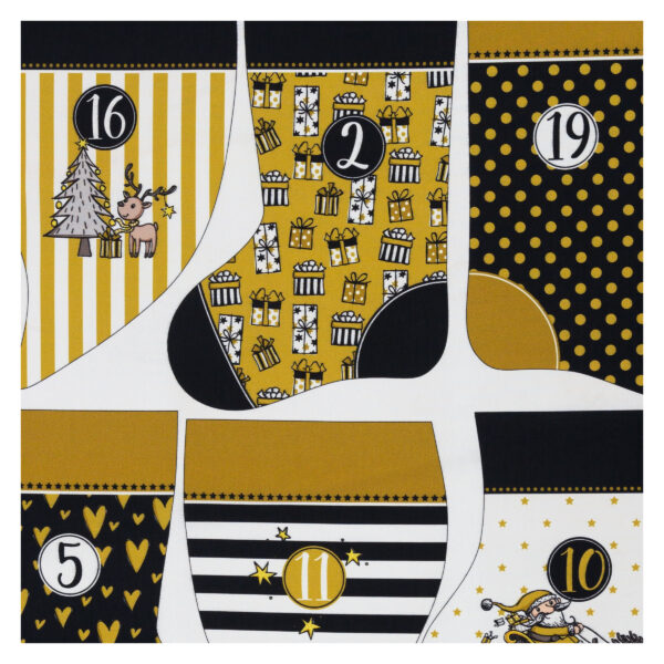 11.90EUR/ 1m - Baumwollpanel - Happy Christmas Mix by Steinbeck - Swafing - Senf, Schwarz – Bild 3