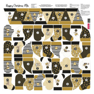 11.90EUR/ 1m - Baumwollpanel - Happy Christmas Mix by Steinbeck - Swafing - Senf, Schwarz