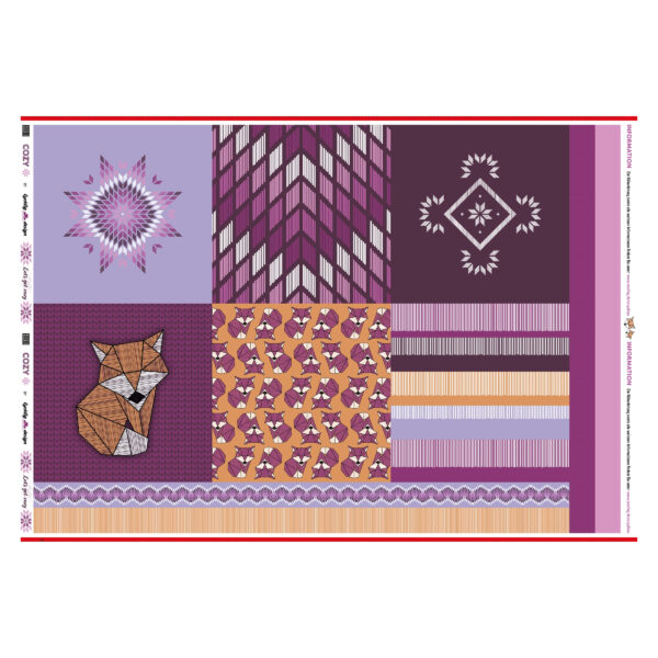 18.74EUR/m - Canvas Panel - Cozy Pillow DIY - pink / bordeaux - Panel 100 cm
