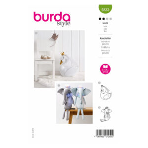 Burda Style Schnittmuster Nr. 5833 - Kuscheltier - Schwan und Elefant