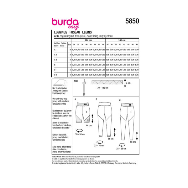 Burda Style Schnittmuster Nr. 5850 - Leggings - Radlerhosen – Bild 9