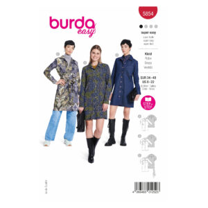 Burda Style Schnittmuster Nr. 5854 - Kleid - Hemdkleid - lange Ärmel - Kragen