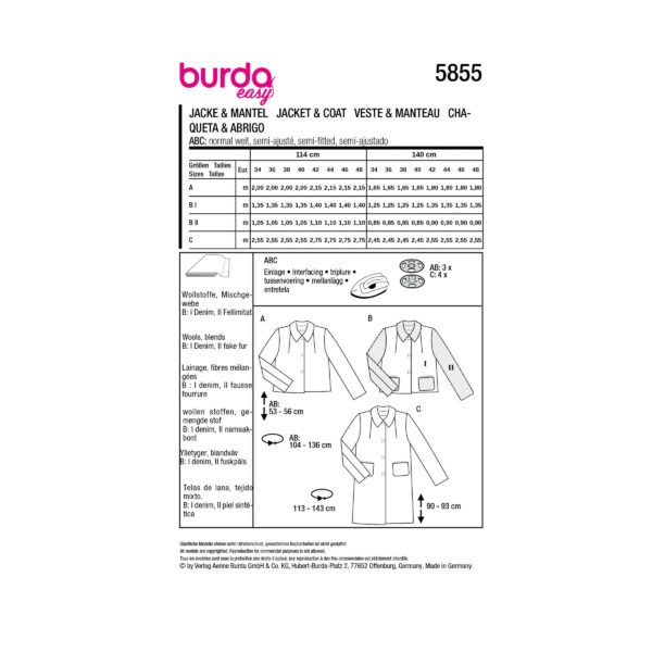 Burda Style Schnittmuster Nr. 5855 - Jacke und Mantel - lässig - kuschelig – Bild 7