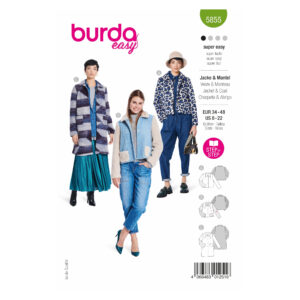 Burda Style Schnittmuster Nr. 5855 - Jacke und Mantel - lässig - kuschelig