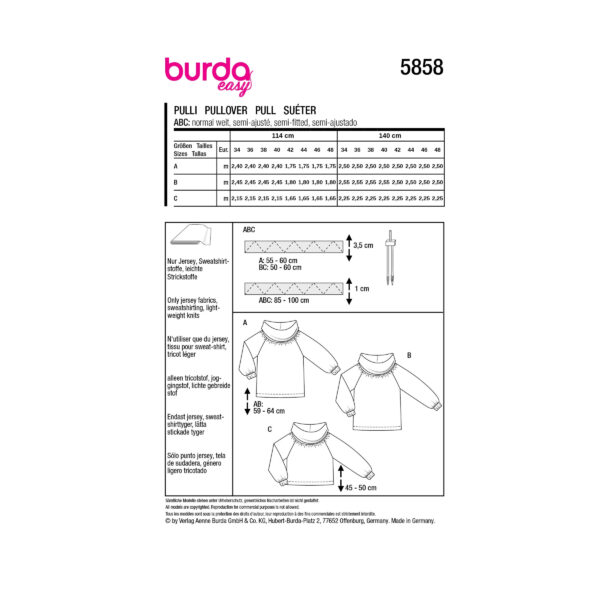 Burda Style Schnittmuster Nr. 5858 - Pulli - Pullover - Rollkragen - Raglanärmel – Bild 8