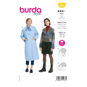Burda Style Schnittmuster Nr. 5860 - Mantel und Jacke - großzügiger Spatenkragen