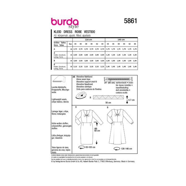 Burda Style Schnittmuster Nr. 5861 - Kleid - figurbetonten - Knotendetail – Bild 8
