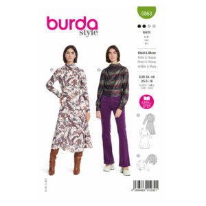 Burda Style Schnittmuster Nr. 5863 - Kleid und Bluse - asymmetrischen Falten