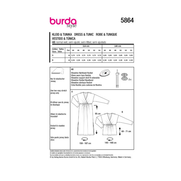 Burda Style Schnittmuster Nr. 5864 - Kleid und Tunika - Wickeloptik – Bild 8