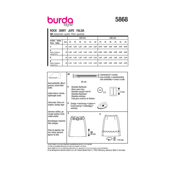Burda Style Schnittmuster Nr. 5868 - Rock - leicht ausgestellt – Bild 8