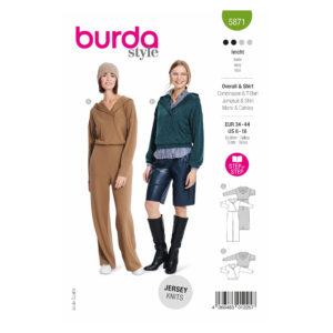 Burda Style Schnittmuster Nr. 5871 - Overall und Shirt - Hoody - Wickeleffekt