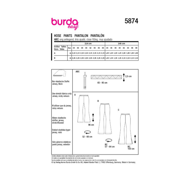 Burda Style Schnittmuster Nr. 5874 - Hose - Schlaghose - Gummibund - bequem – Bild 8