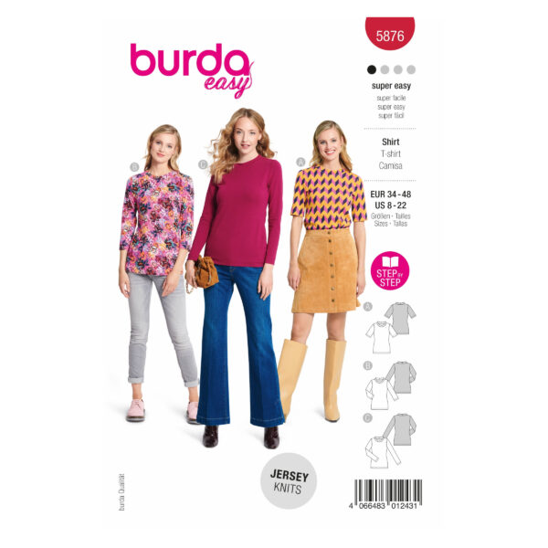 Burda Style Schnittmuster Nr. 5876 - Shirt - Basics im T-Shirt-Bereich