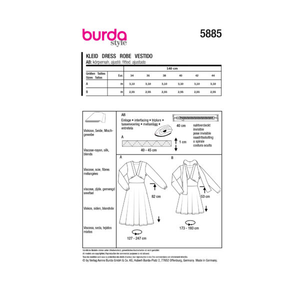 Burda Style Schnittmuster Nr. 5885 - Kleid - feminin - glockig ausgestellt – Bild 8