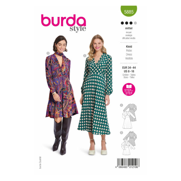 Burda Style Schnittmuster Nr. 5885 - Kleid - feminin - glockig ausgestellt