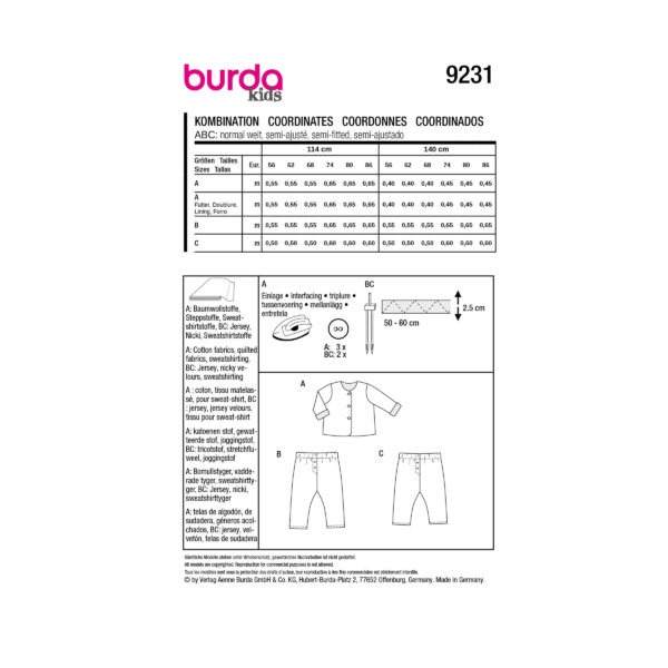 Burda Kids Schnittmuster Nr. 9231 - Kombination - Jacke und Schlupfhose – Bild 6