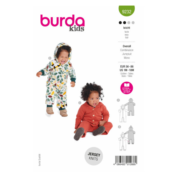 Burda Kids Schnittmuster Nr. 9232 - Overall - Jumpsuit - knöpfbar