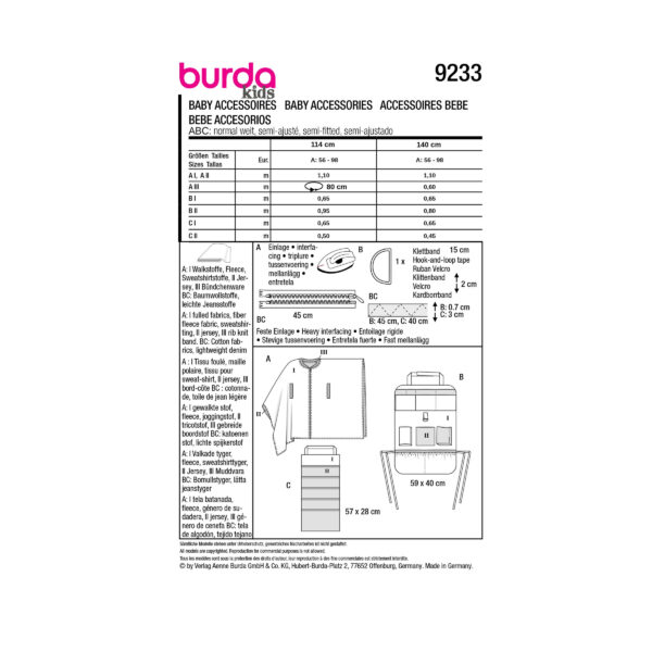 Burda Kids Schnittmuster Nr. 9233 - Accessoires - Baby Auto Set – Bild 7
