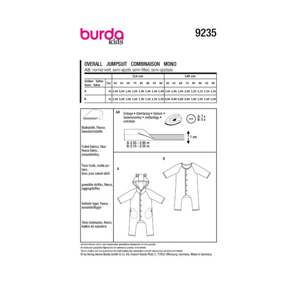 Burda Kids Schnittmuster Nr. 9235 - Overall - Jumpsuit - knöpfbar – Bild 6