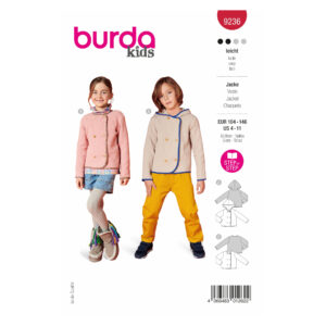 Burda Kids Schnittmuster Nr. 9236 - Jacke - mit und ohne Kapuze
