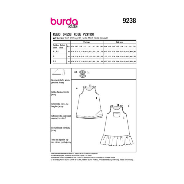 Burda Kids Schnittmuster Nr. 9238 - Kleid - Hängerchen - leicht ausgestellt – Bild 10